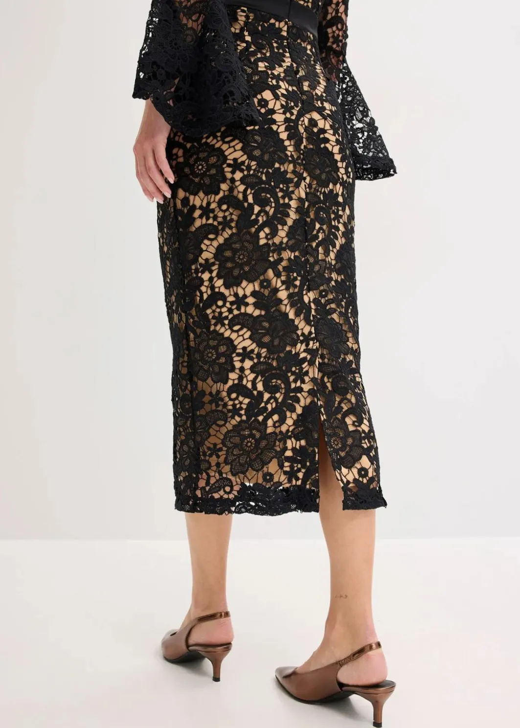 Spitzenkleid mit Satin-Einsatz Damen Festliche Mode|Kleider