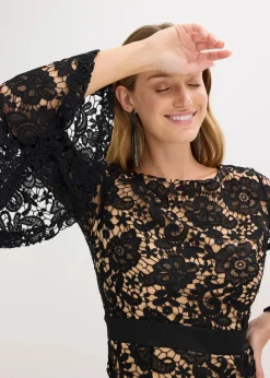 Spitzenkleid mit Satin-Einsatz Damen Festliche Mode|Kleider