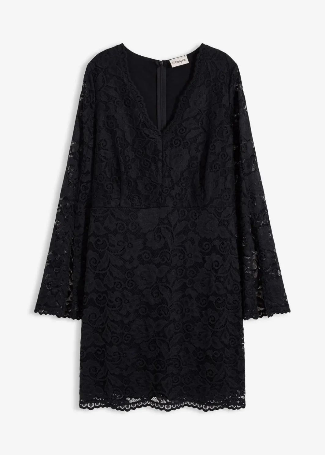 Damen bonprix Bekleidung·Pullover & Strickjacken|Kleider|Spitzenkleid mit Trompetenärmeln