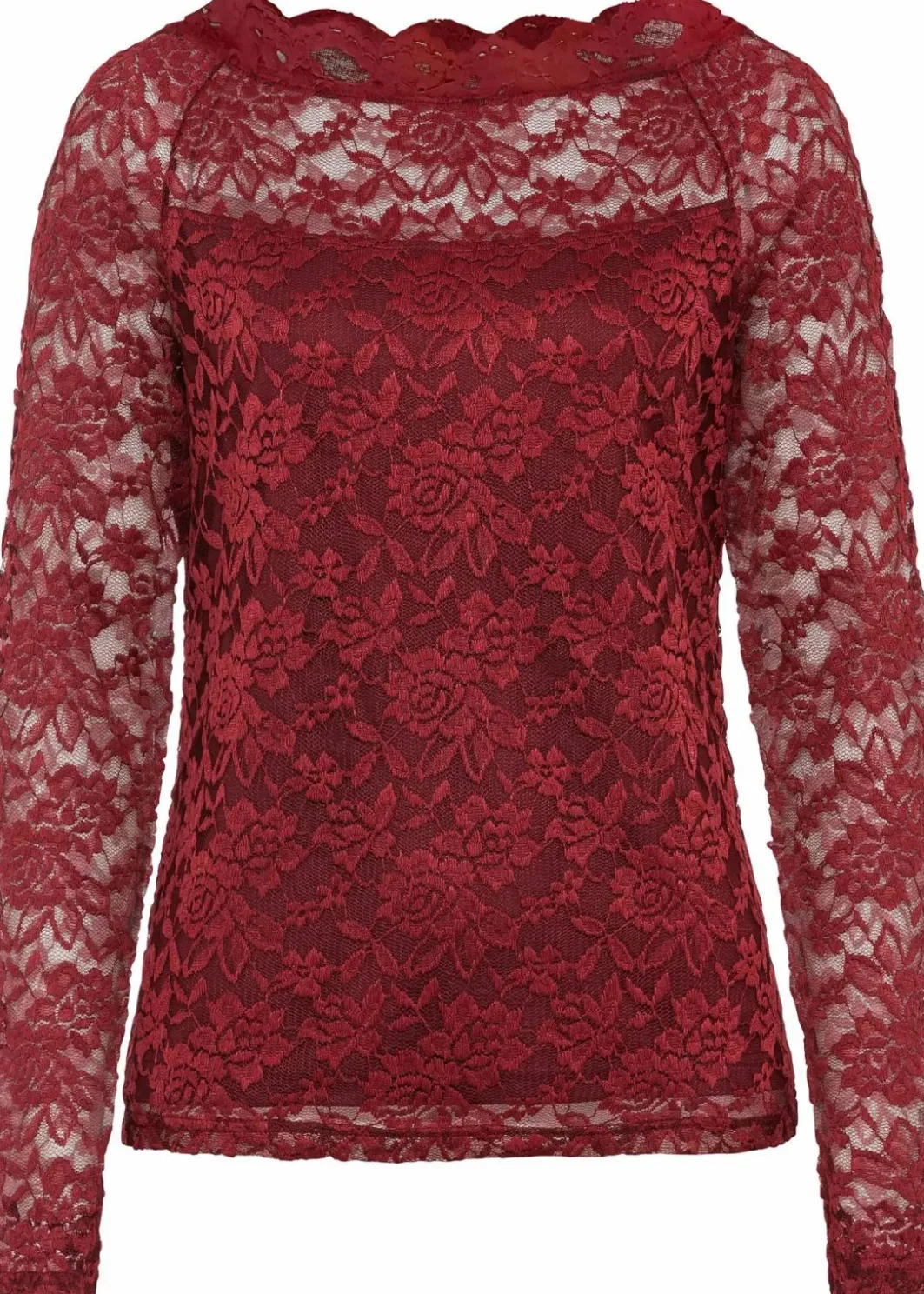 Damen bonprix Shirts & Tops|Spitzen-Langarmshirt