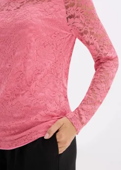 Damen bonprix Shirts & Tops|Spitzen-Langarmshirt