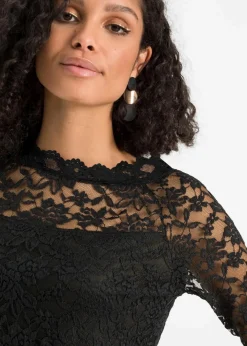 Damen bonprix Shirts & Tops|Spitzen-Langarmshirt