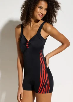Damen bonprix Nachhaltigere Materialien|Bedeckende Bademode|Sport-Badeanzug mit Bein
