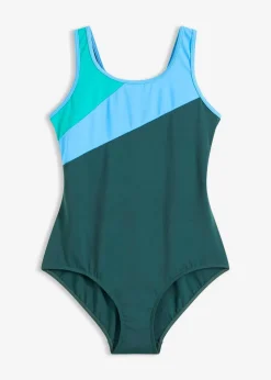 Damen bonprix Nachhaltigere Materialien|Sport Bademode|Sport-Badeanzug mit Kontrast-Einsätzen