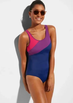 Damen bonprix Nachhaltigere Materialien|Bademode·Badeanzüge|Sport-Badeanzug mit Kontrast-Einsätzen