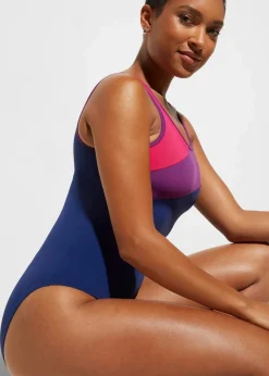 Damen bonprix Nachhaltigere Materialien|Bademode·Badeanzüge|Sport-Badeanzug mit Kontrast-Einsätzen