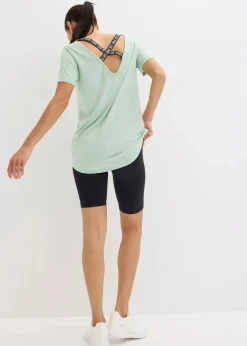 Damen bonprix Shirts & Tops|Sportbekleidung|Sport-Longshirt mit Rückenausschnitt