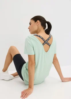 Damen bonprix Shirts & Tops|Sportbekleidung|Sport-Longshirt mit Rückenausschnitt