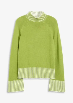 Damen bonprix Pullover & Strickjacken|Strickmode|Stehkragenpullover mit Kaschmiranteil