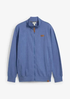 Clearance Stehkragen-Sweatjacke mit Lederimitat-Details Herren Sweat|Große Größen