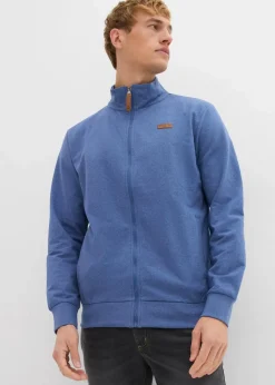 Clearance Stehkragen-Sweatjacke mit Lederimitat-Details Herren Sweat|Große Größen
