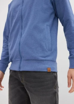 Clearance Stehkragen-Sweatjacke mit Lederimitat-Details Herren Sweat|Große Größen