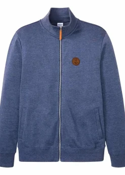 Herren bonprix Sweat|Stehkragen-Sweatjacke mit Lederimitat-Details