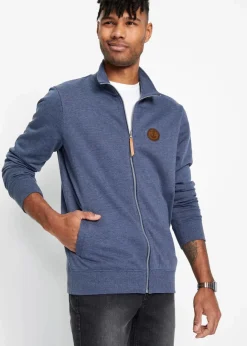 Herren bonprix Sweat|Stehkragen-Sweatjacke mit Lederimitat-Details