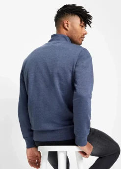 Herren bonprix Sweat|Stehkragen-Sweatjacke mit Lederimitat-Details