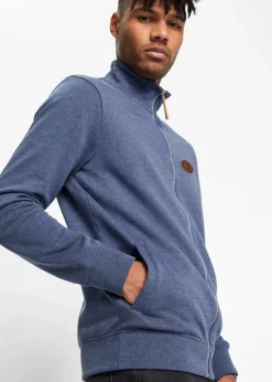 Herren bonprix Sweat|Stehkragen-Sweatjacke mit Lederimitat-Details