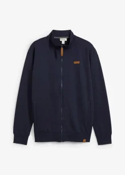 Stehkragen-Sweatjacke mit Lederimitat-Details Herren Große Größen|Sweat