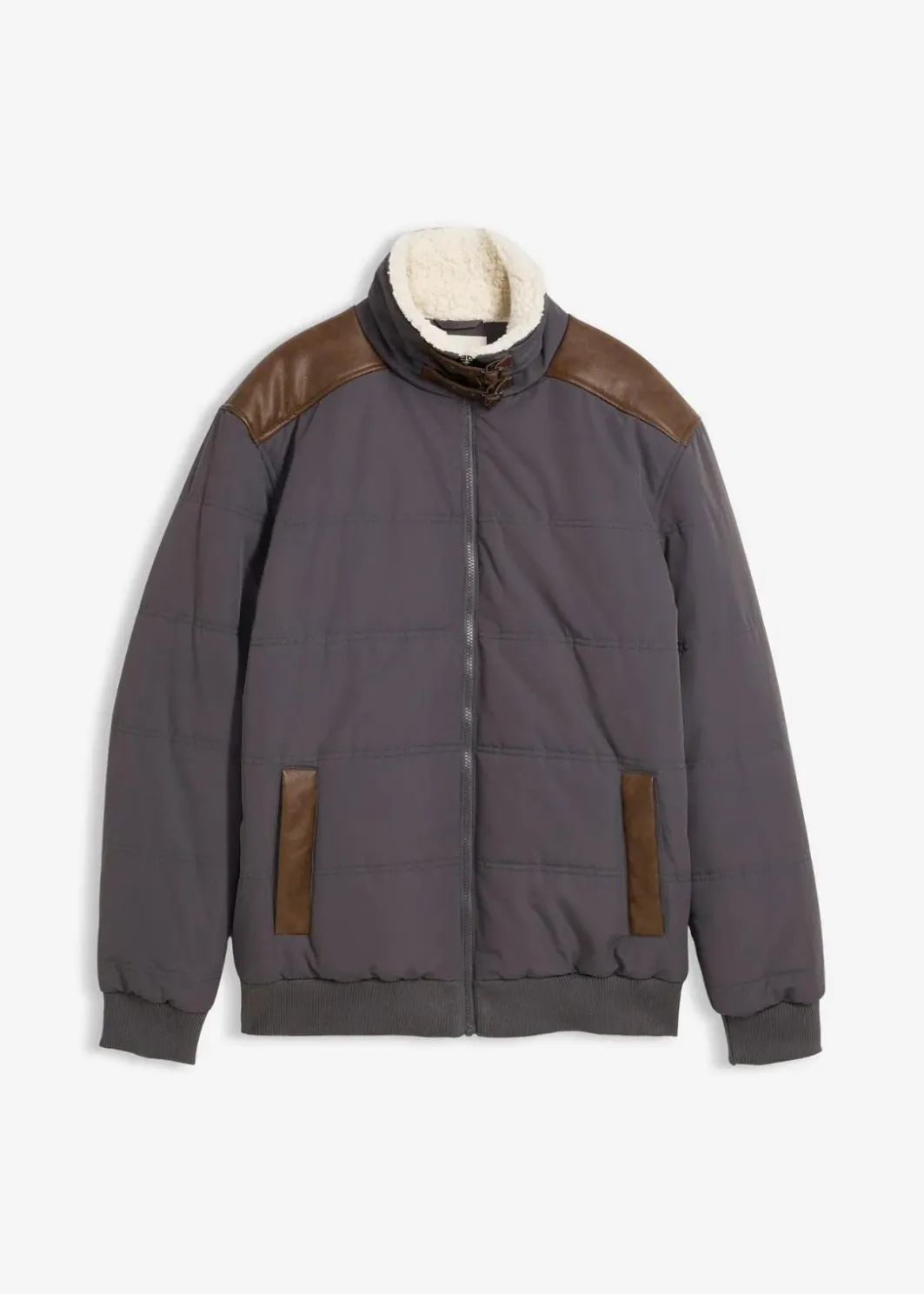 Herren bonprix Große Größen|Jacken & Mäntel|Stepp-Blouson mit Lederimitat-Details, wasserabweisend