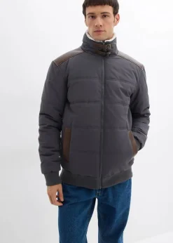 Herren bonprix Große Größen|Jacken & Mäntel|Stepp-Blouson mit Lederimitat-Details, wasserabweisend