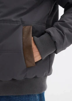 Herren bonprix Große Größen|Jacken & Mäntel|Stepp-Blouson mit Lederimitat-Details, wasserabweisend