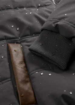 Herren bonprix Große Größen|Jacken & Mäntel|Stepp-Blouson mit Lederimitat-Details, wasserabweisend