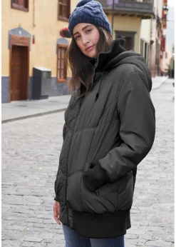 Damen bonprix Bekleidung·Hosen|Jacken & Mäntel|Steppjacke mit breitem Komfortbund und Kapuze
