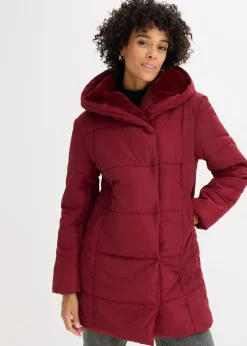 Damen bonprix Jacken & Mäntel|Nachhaltigere Materialien|Steppjacke mit Fellimitatbesatz
