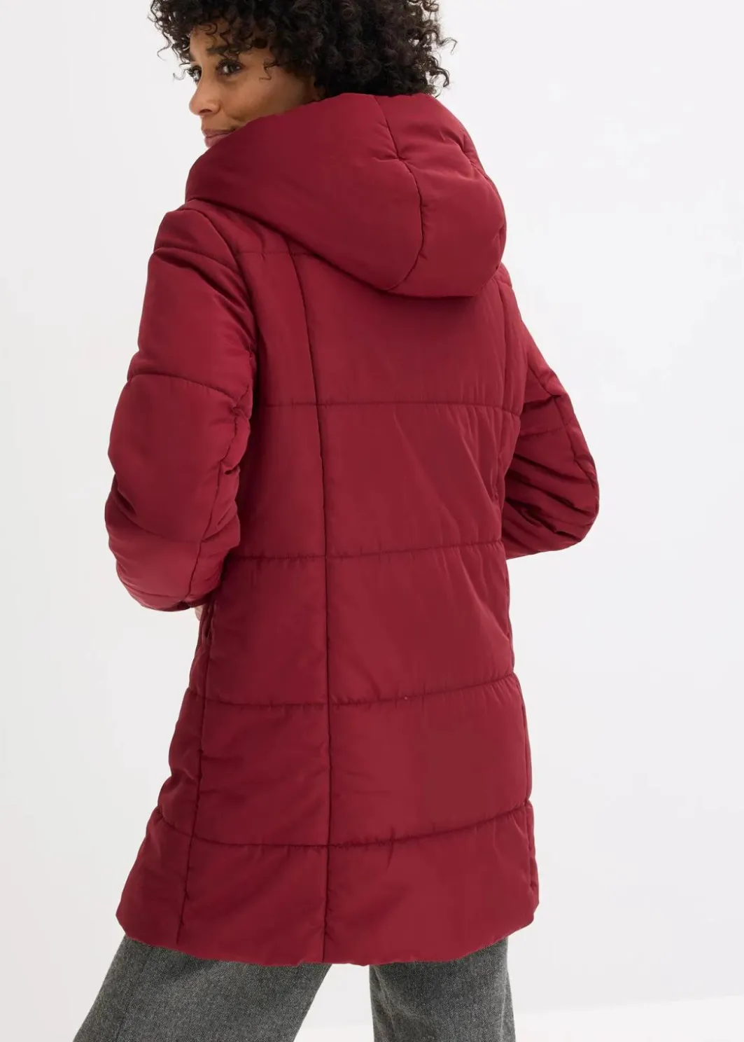 Damen bonprix Jacken & Mäntel|Nachhaltigere Materialien|Steppjacke mit Fellimitatbesatz