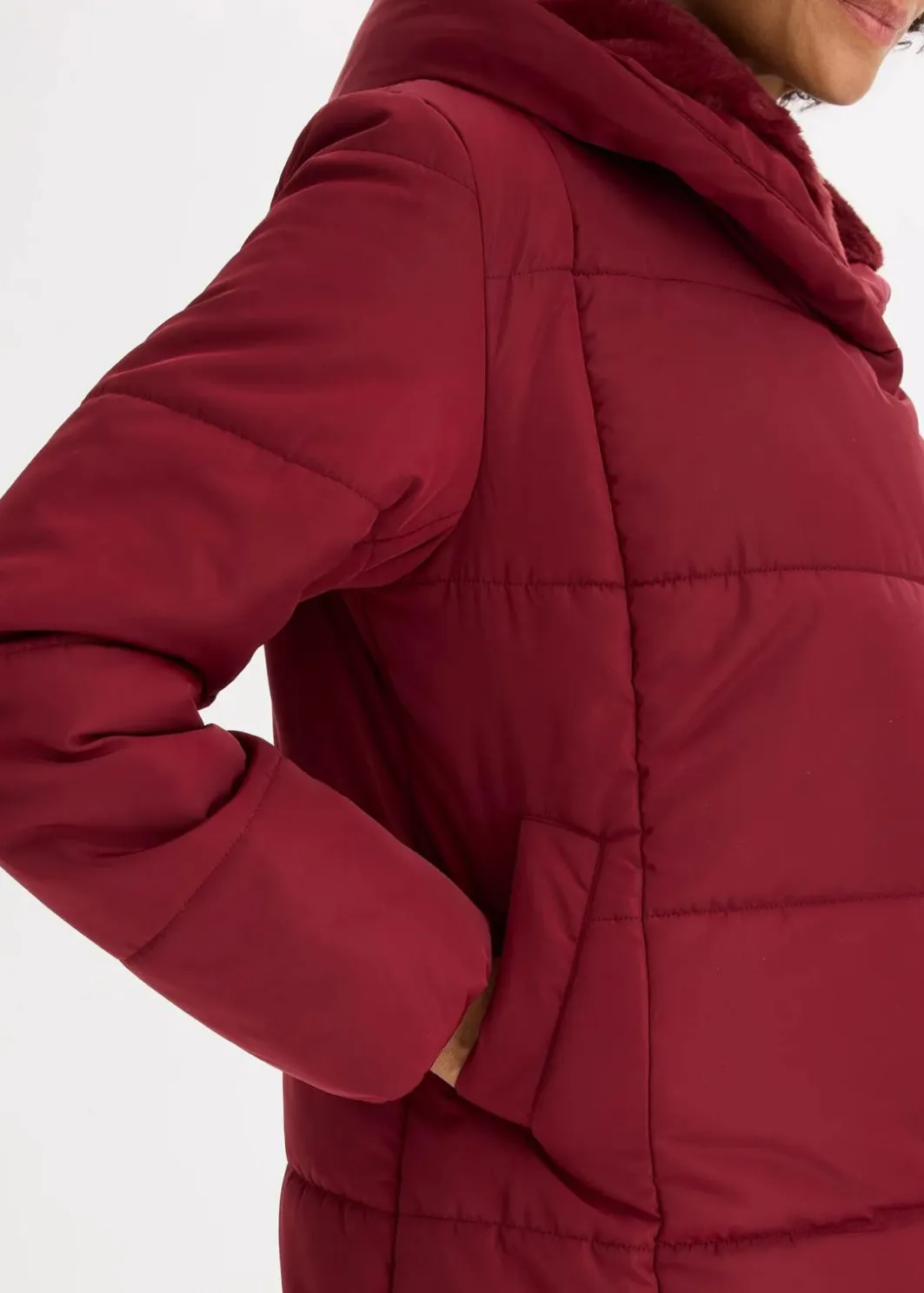 Damen bonprix Jacken & Mäntel|Nachhaltigere Materialien|Steppjacke mit Fellimitatbesatz