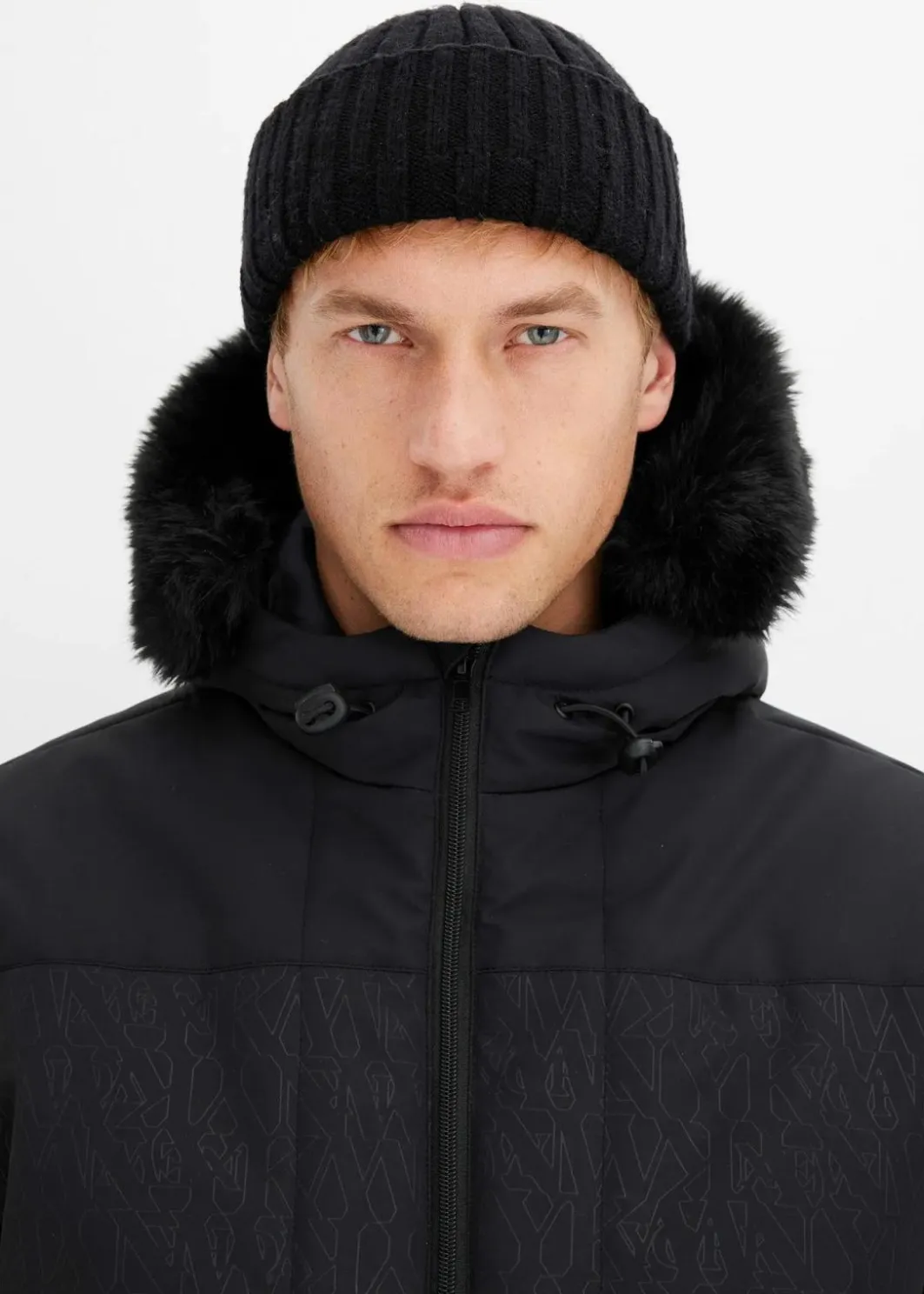 Herren bonprix Große Größen|Jacken & Mäntel|Steppjacke mit Fellkapuze in Blousonform
