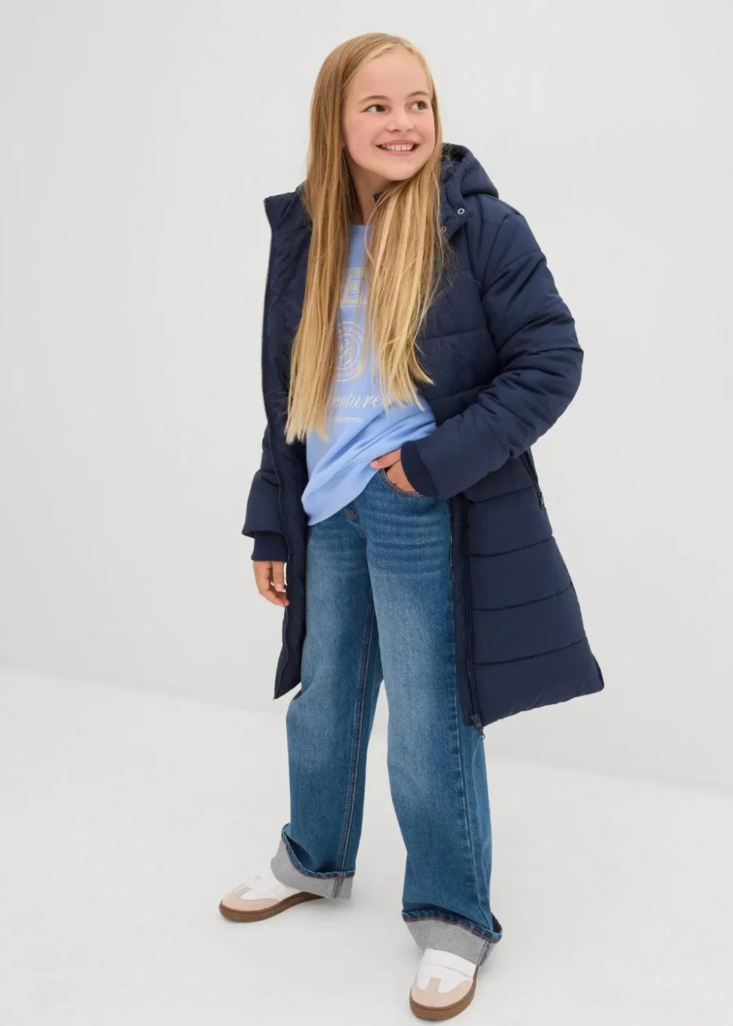 Kinder bonprix Mädchen 2-8 Jahre·Jacken & Outdoor|Mädchen 9-16 Jahre·Jacken & Outdoor|Steppmantel mit abnehmbarer Kapuze