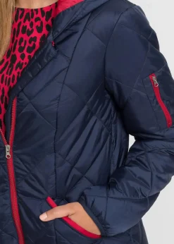 Sale Steppmantel mit Kapuze zweifarbig Damen Jacken & Mäntel