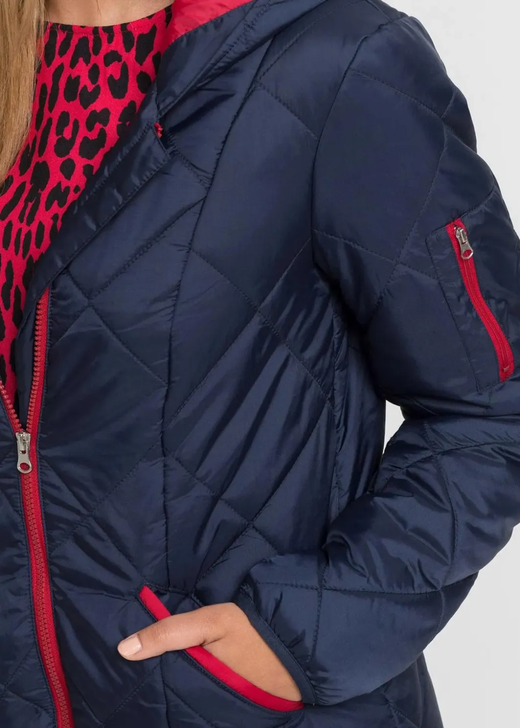 Sale Steppmantel mit Kapuze zweifarbig Damen Jacken & Mäntel