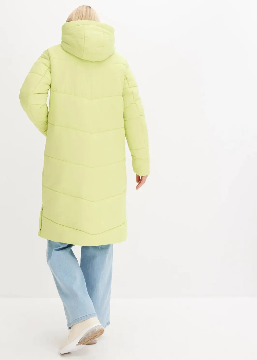 Damen bonprix Bekleidung·Hosen|Nachhaltigere Materialien|Steppmantel mit Teddyfutter in der Kapuze