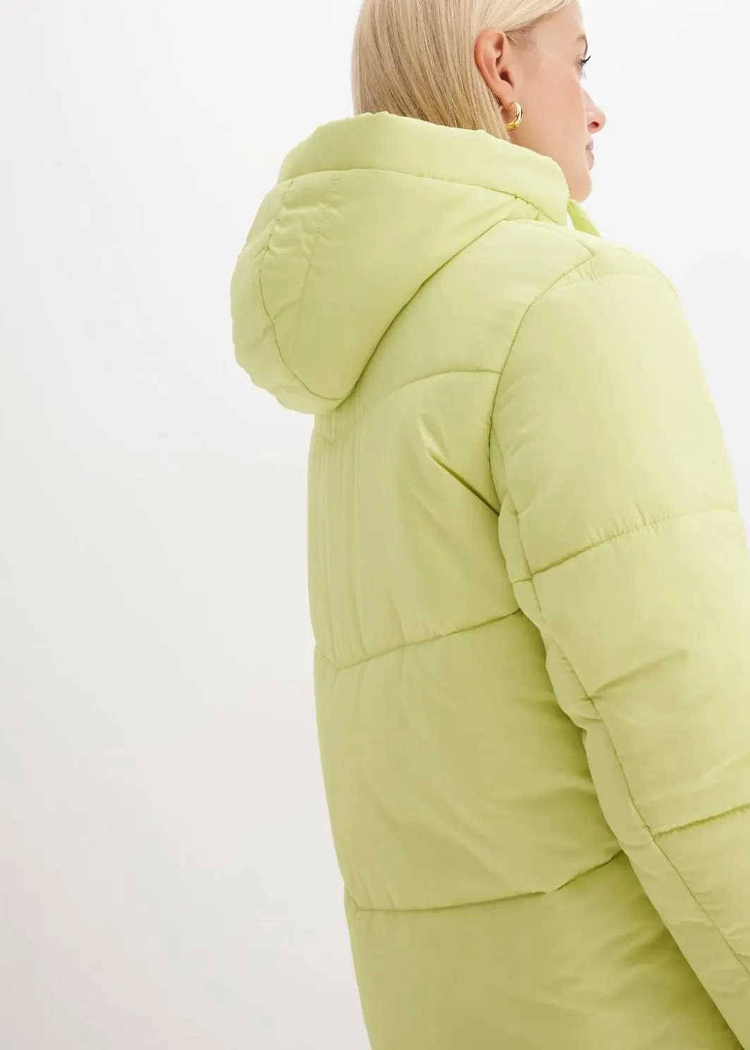 Damen bonprix Bekleidung·Hosen|Nachhaltigere Materialien|Steppmantel mit Teddyfutter in der Kapuze