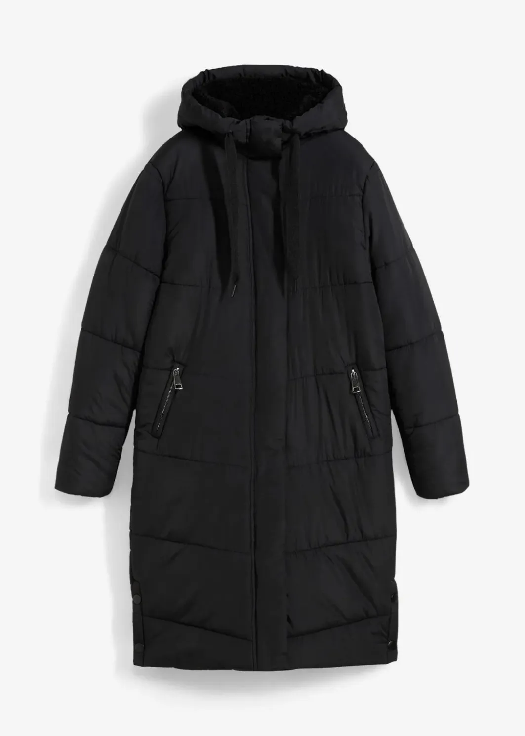 Damen bonprix Jacken & Mäntel|Nachhaltigere Materialien|Steppmantel mit Teddyfutter in der Kapuze