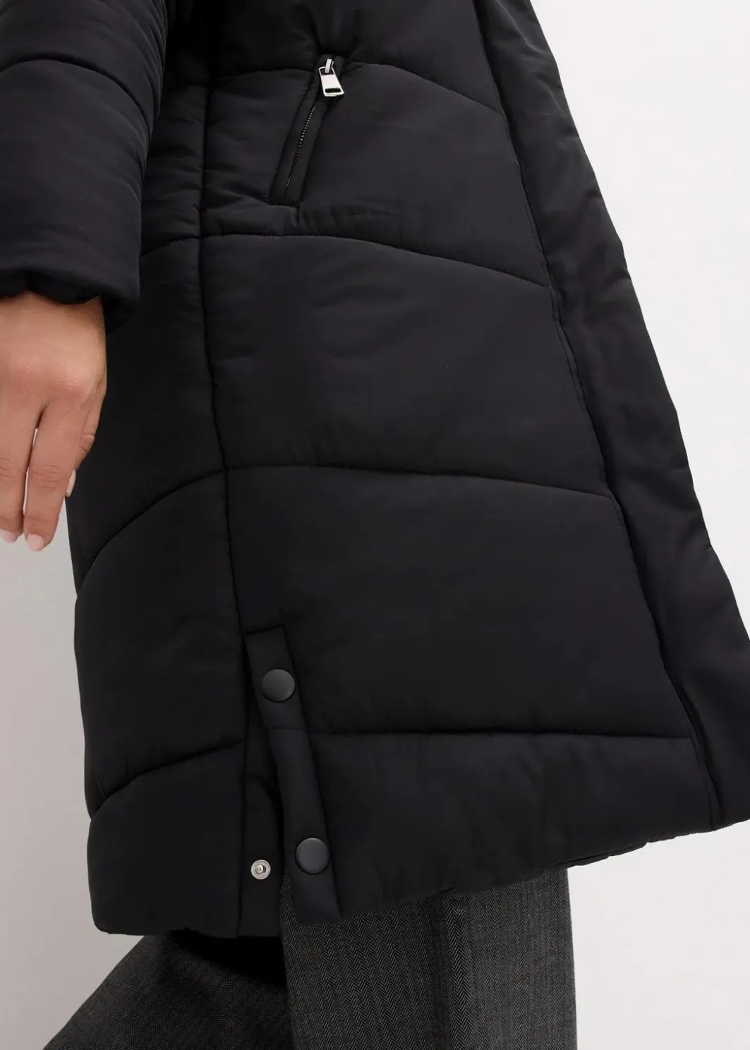 Damen bonprix Jacken & Mäntel|Nachhaltigere Materialien|Steppmantel mit Teddyfutter in der Kapuze