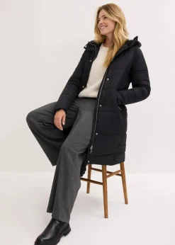 Damen bonprix Jacken & Mäntel|Nachhaltigere Materialien|Steppmantel mit Teddyfutter in der Kapuze