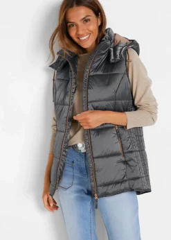 Damen bonprix Bekleidung·Hosen|Jacken & Mäntel|Steppweste mit abnehmbarer Kapuze