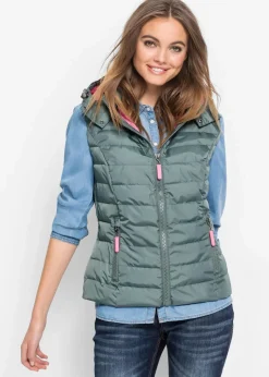 Damen bonprix Jacken & Mäntel|Nachhaltigere Materialien|Steppweste mit Kapuze