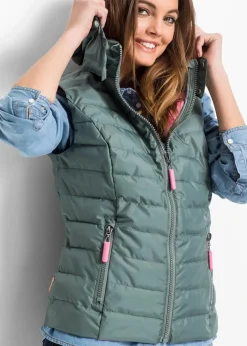 Damen bonprix Jacken & Mäntel|Nachhaltigere Materialien|Steppweste mit Kapuze