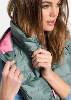 Damen bonprix Jacken & Mäntel|Nachhaltigere Materialien|Steppweste mit Kapuze