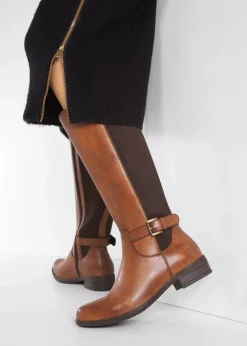 Damen bonprix Stiefel|Schuhe & Accessoires In Spezialgrößen·Elastischer Schaft|Stiefel aus Leder