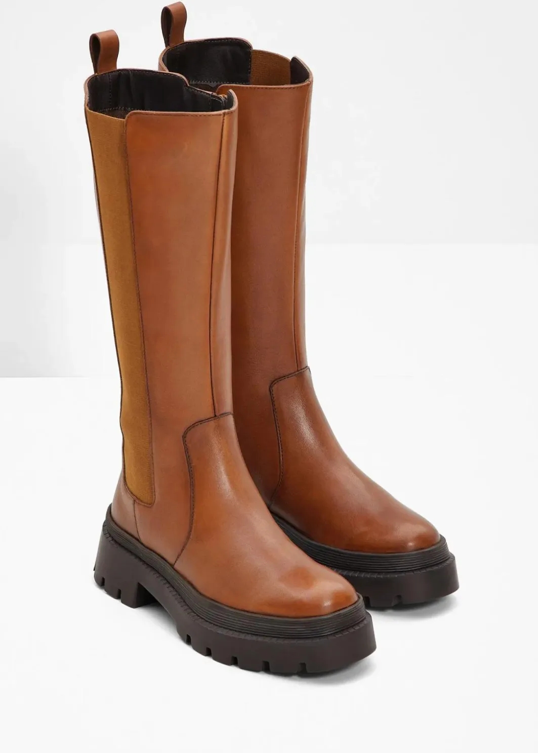 Damen bonprix Stiefel|Schuhe & Accessoires In Spezialgrößen·Elastischer Schaft|Stiefel aus Leder