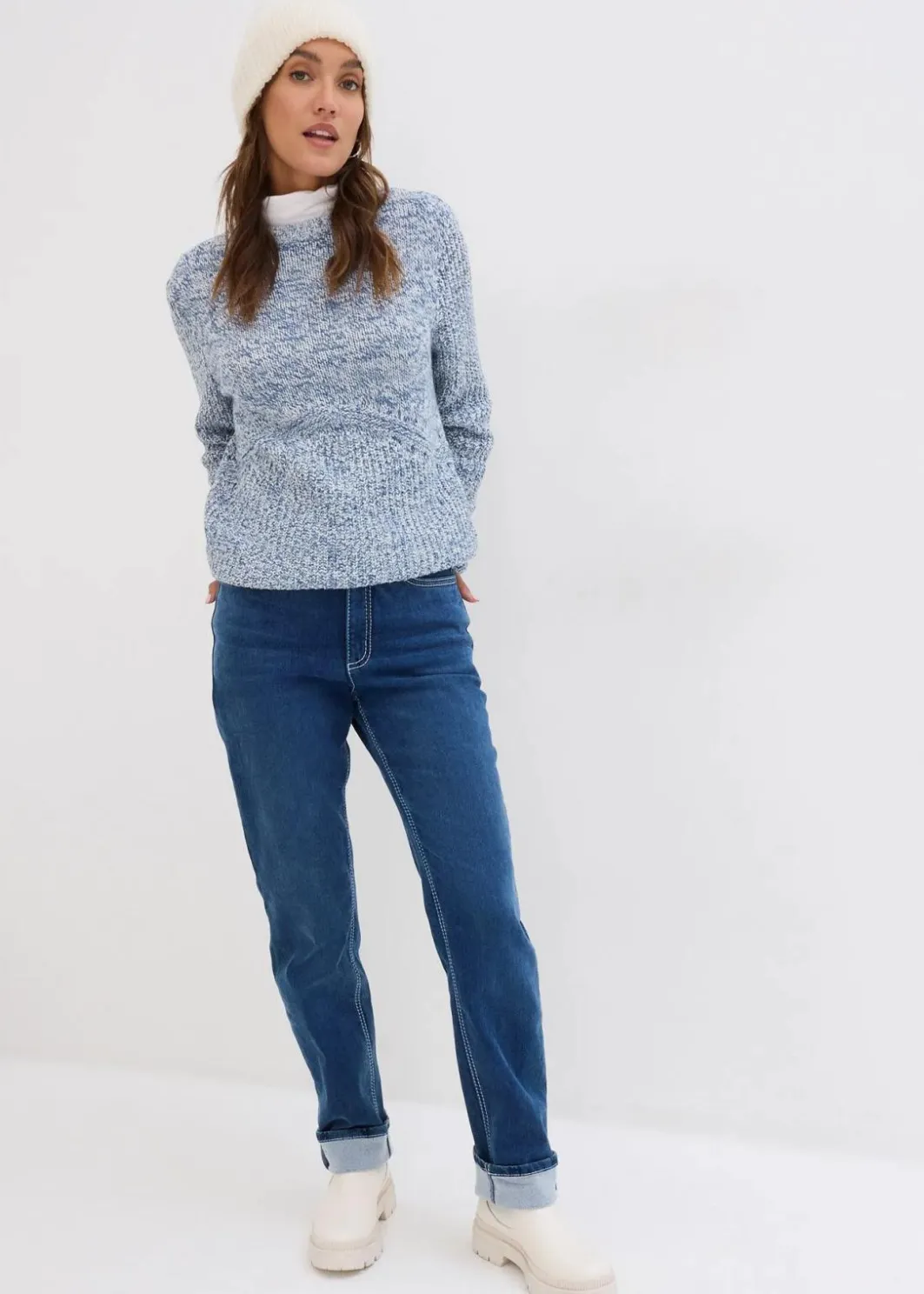 Damen bonprix Bekleidung·Shirts & Tops|Jeans|Straight Jeans High Waist, Thermo