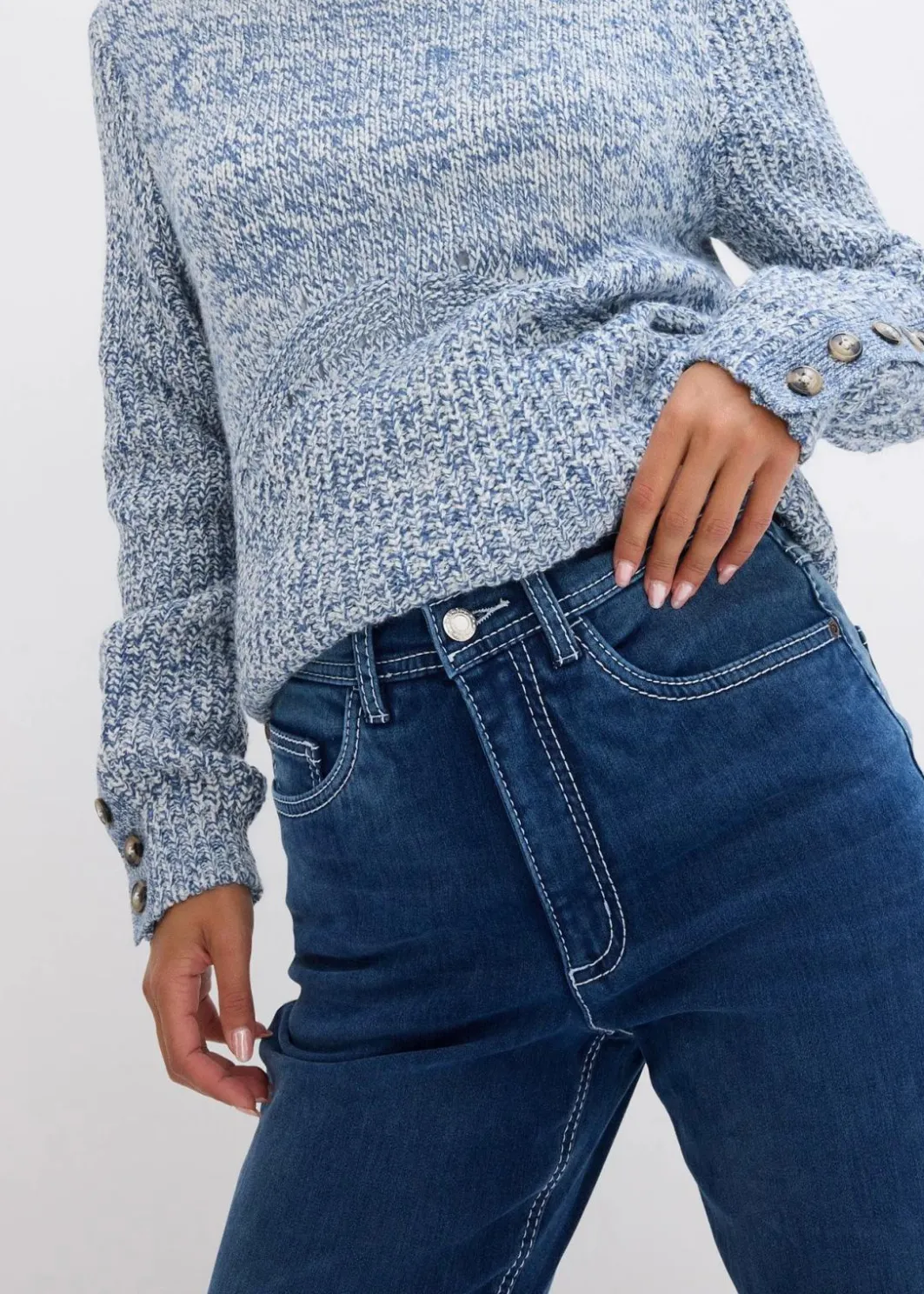 Damen bonprix Bekleidung·Shirts & Tops|Jeans|Straight Jeans High Waist, Thermo
