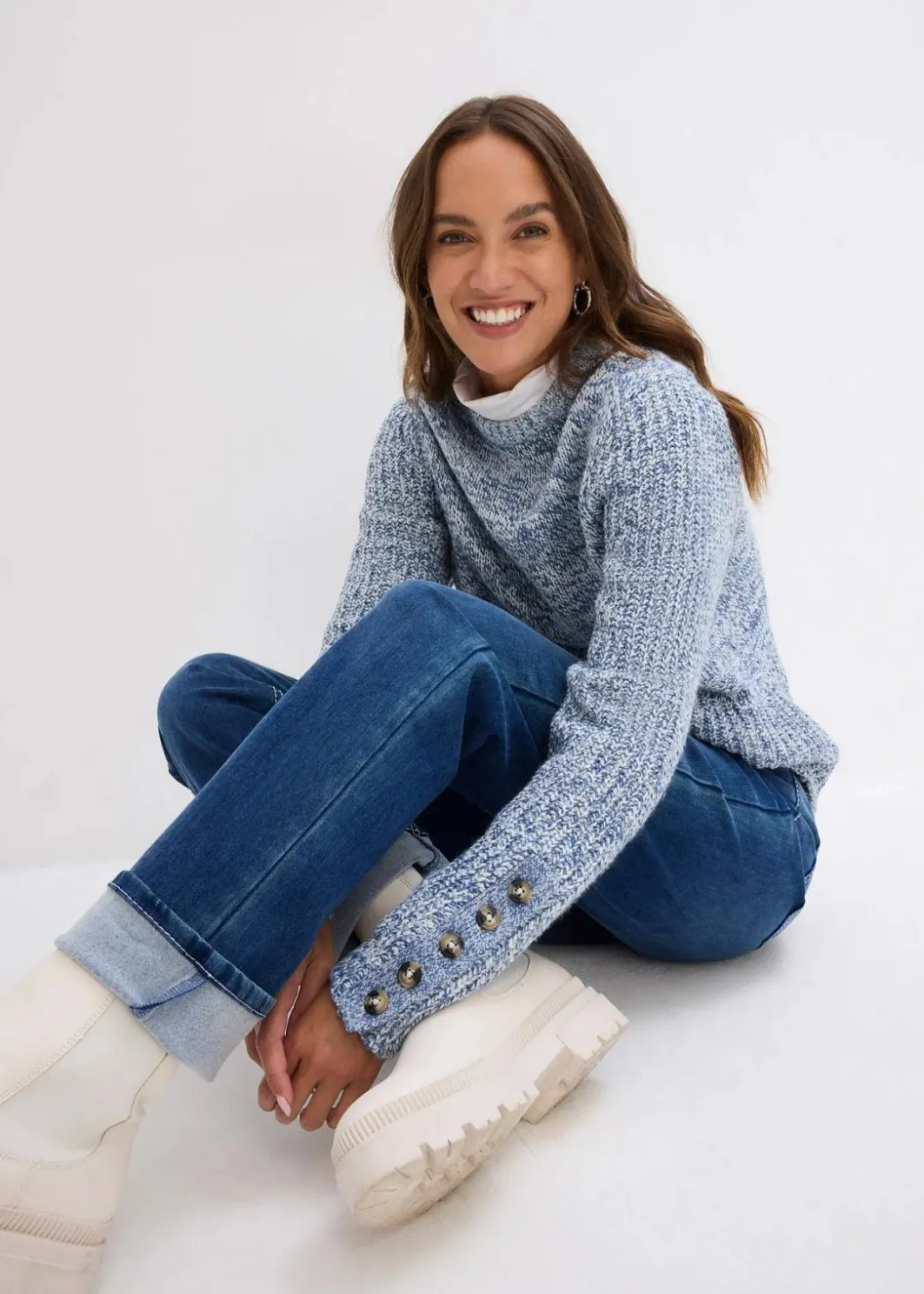 Damen bonprix Bekleidung·Shirts & Tops|Jeans|Straight Jeans High Waist, Thermo