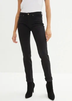 Damen bonprix Jeans|Kurzgrößen|Straight Jeans Mid Waist, Stretch