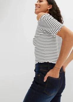 Damen bonprix Kurzgrößen|Bekleidung·Shirts & Tops|Straight Jeans Mid Waist, Stretch