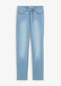 Damen bonprix Jeans|Kurzgrößen|Straight Jeans Mid Waist, Stretch